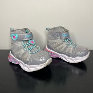 Skechers S Lights Sweetheart Lights Love To Shine Gray Aqua Kids Girls Size 6